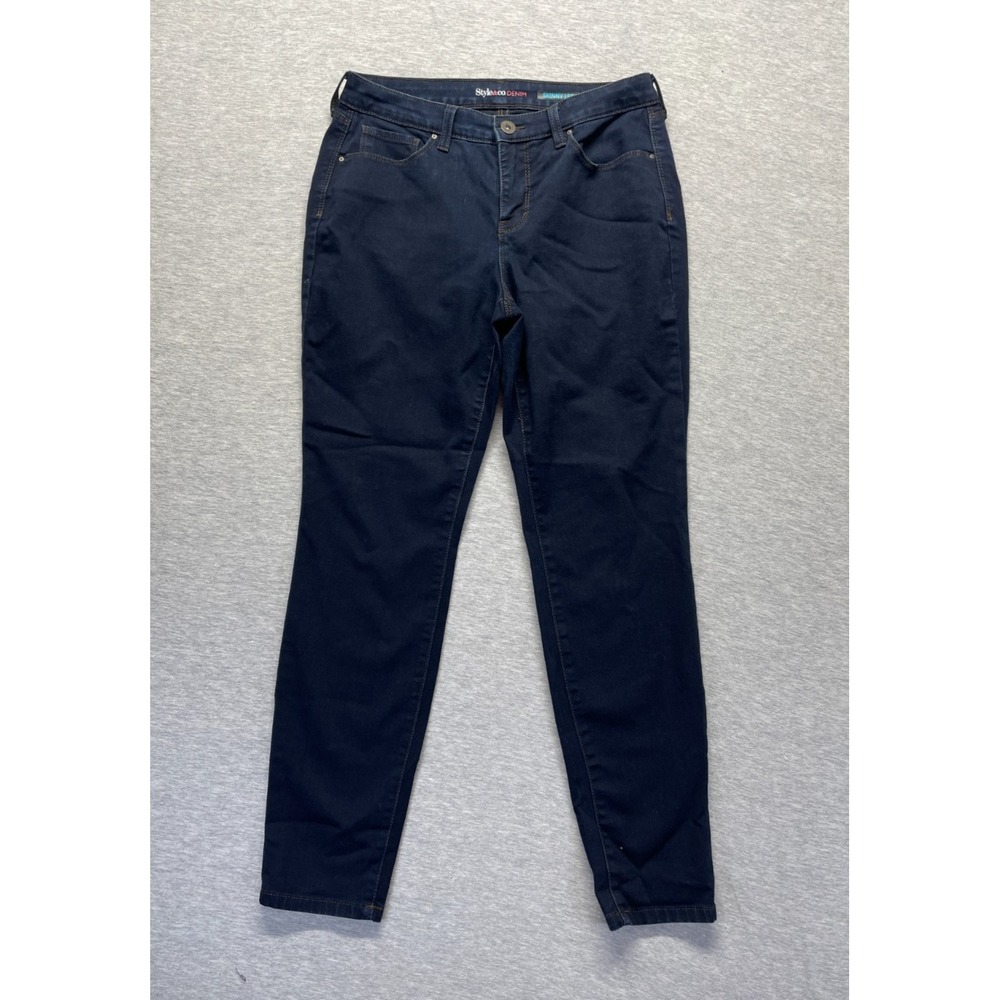 Style&Co. Skinny Leg Jeans Womens 8S Blue Denim Cotton Stretch Dark Wash Casual